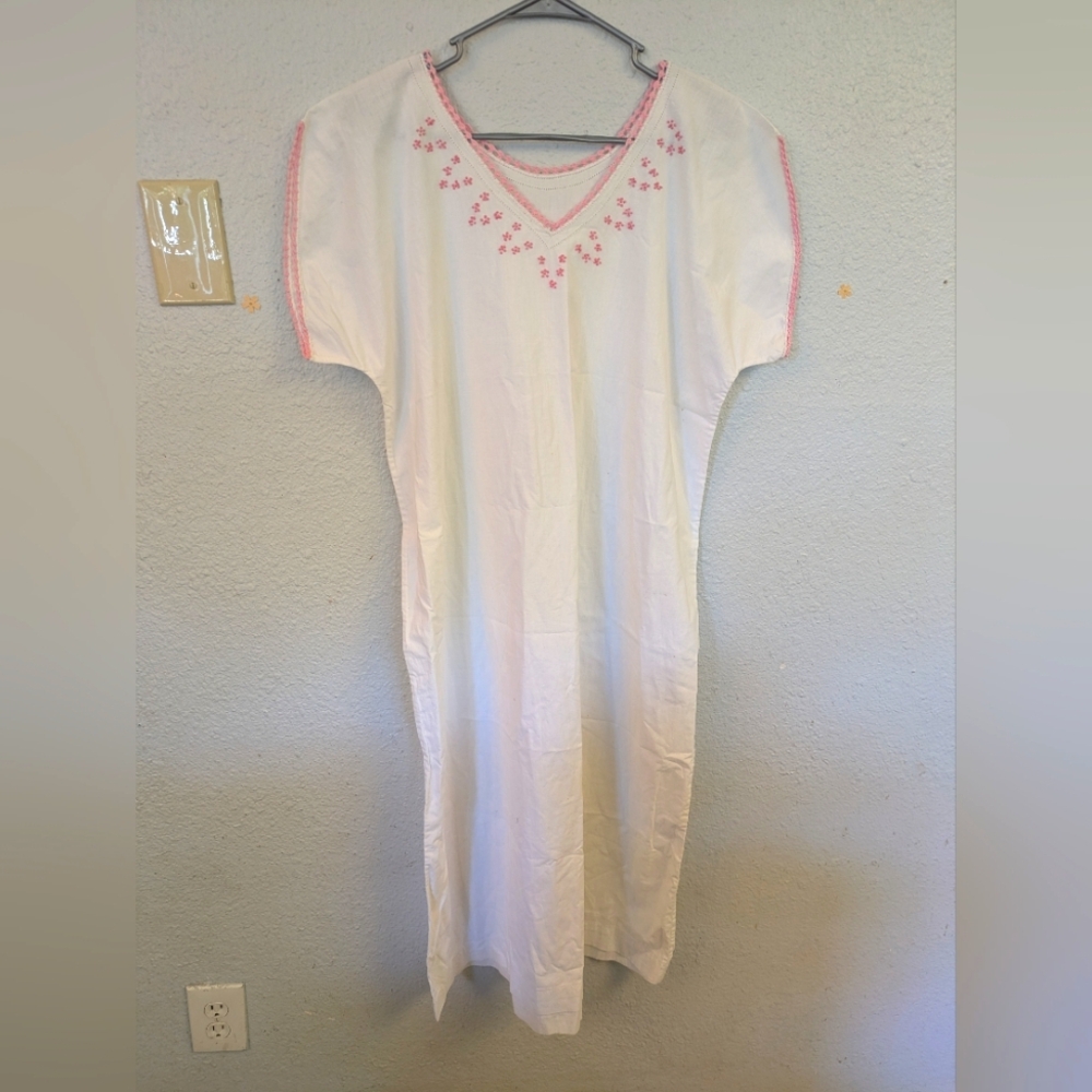 Edwardian Cotton Embroidered Nightgown Slip